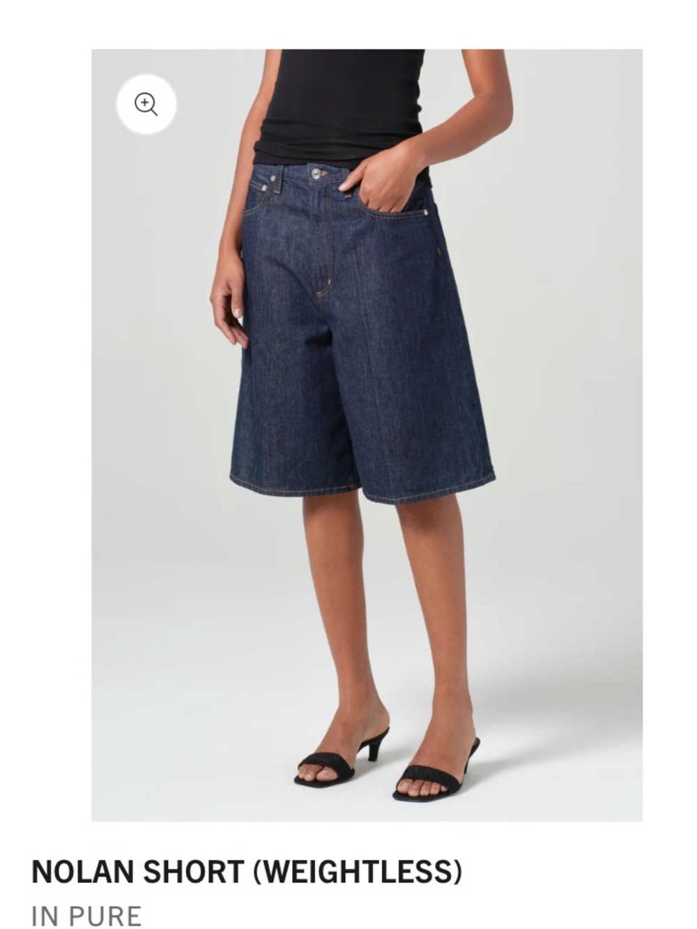 Agolde Nolan Short Weightless Denim Bermuda - Dark Blue